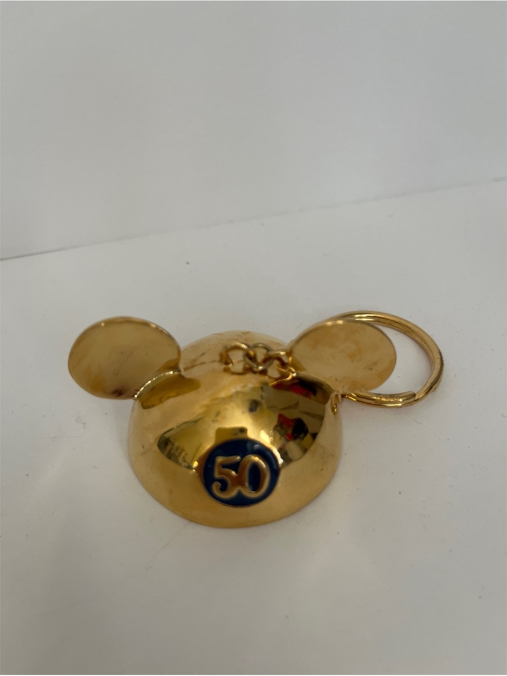 Disney World 50th Anniversary Golden Mickey Ears Keychain